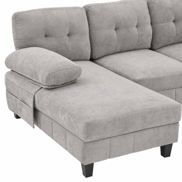 Polibi 103.5 in. Round Arm Chenille Sectional Sofa with Dual