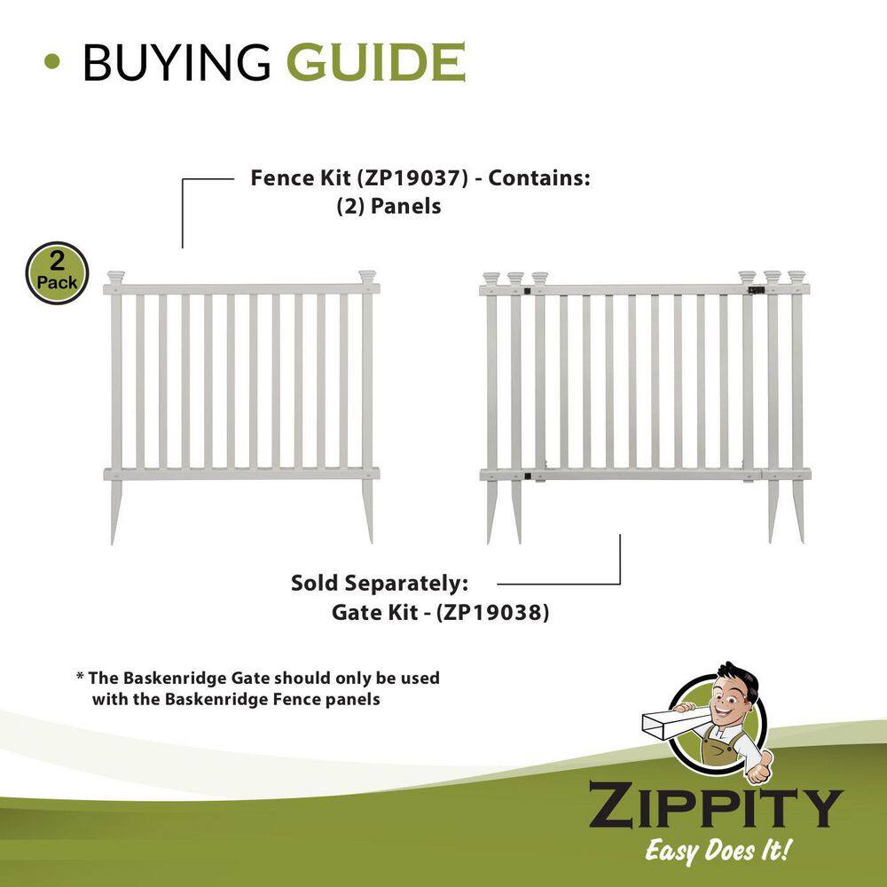 3ft H x 3.5ft W White Vinyl Picket Fence Panel Kit