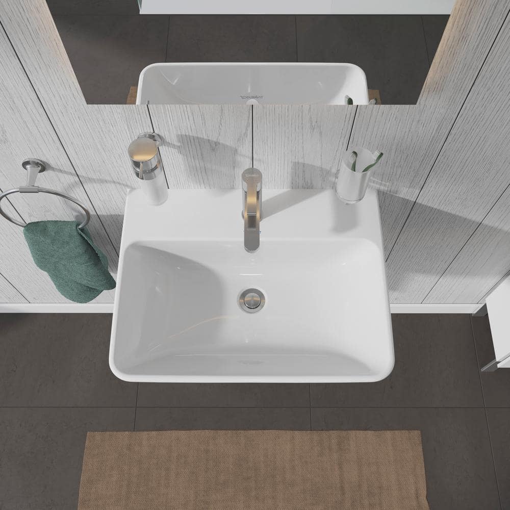 Starck Modern 24" White Ceramic Wall-Mount Bathroom Sink