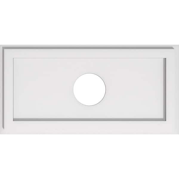 Ekena Millwork 22 in. x 11 in. x 1 in. Rectangle Architectural Grade PVC Contemporary Ceiling Medallion