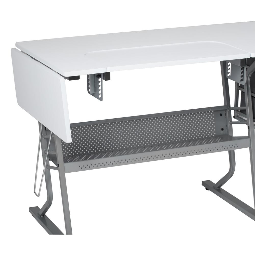 Eclipse Ultra 60.25'' Gray & White Sewing Table with Adjustable Platform