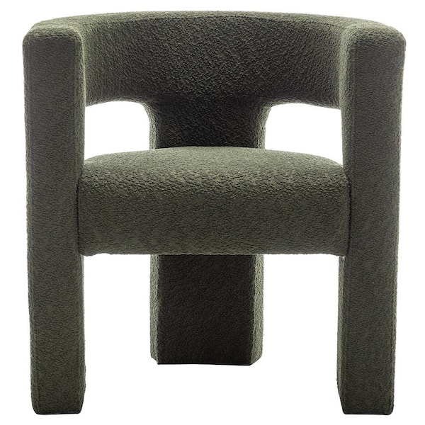 KINWELL Green 28 in. Wide Boucle Upholstered Square Arm Chair