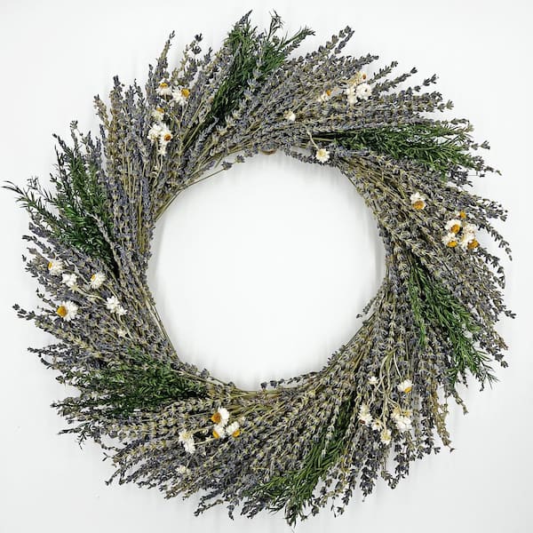 castellousa 21 in. Artificial Lavender with Preserved Lavender Leaf Wreath