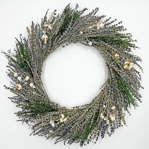 21 in. Artificial Lavender with Preserved Lavender Leaf Wreath