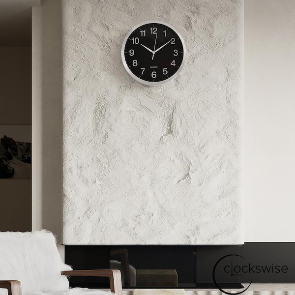 CLOCKSWISE 10 in. Round Quartz Wall Clock Non-Ticking Battery