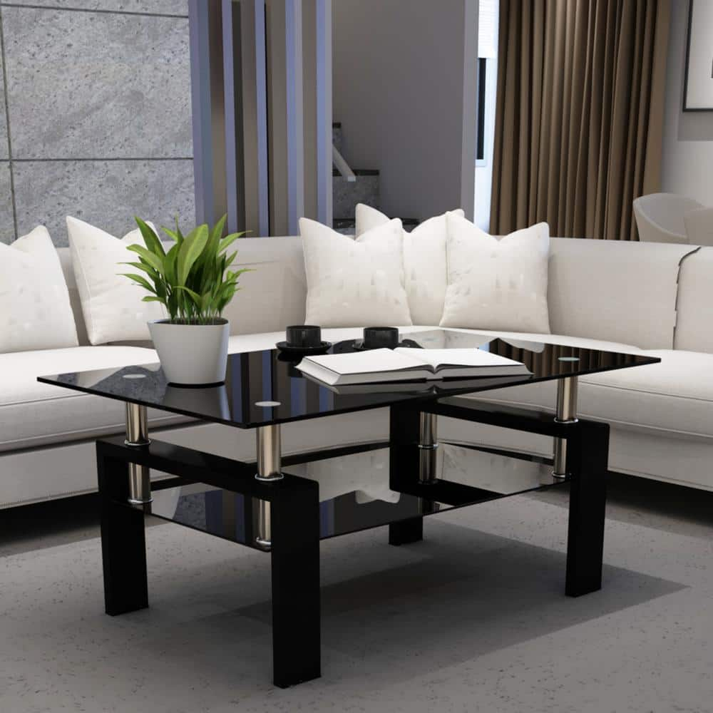 Black glass side tables online for living room