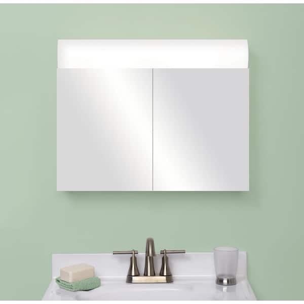 Zenith Frameless Beveled over-the-Mirror Rectangle Corner Medicine Cabinet,  14.25 x 36, White 