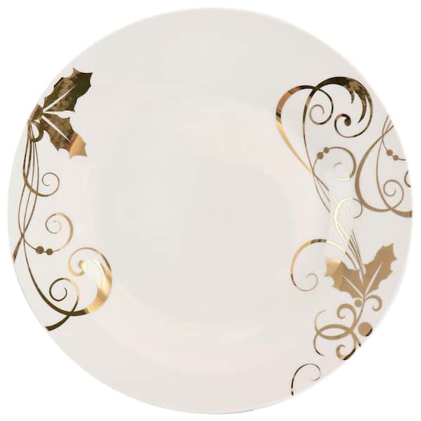 Gibson Home Seasonal Gold Service de vaisselle en céramique fine 16 pièces  Blanc/doré 
