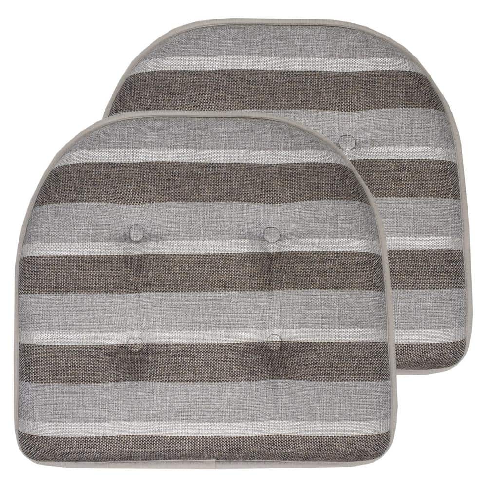 Bradford Stripe U-Shape Memory Foam 17 in.x16 in. Non-Slip Back, Chair Cushion (2-Pack) Silver/Brown price history on PriceWatchPro