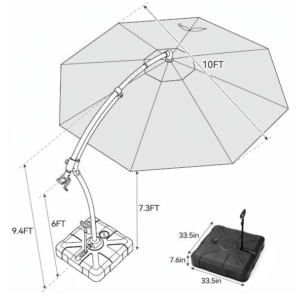 Crestlive Products 11 ft. Octagon Outdoor Offset Umbrella w/350