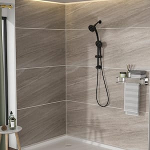 8-Spray 4.7 in. Wall-Mounted Dual Fixed and Handheld Shower Head 1.8 GPM with Adjustable Slide Bar in Matte Black
