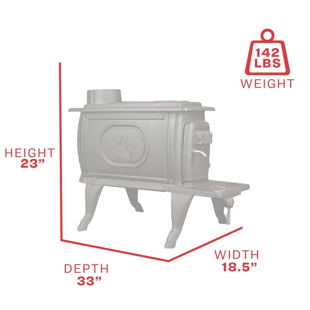 Flat Black Cast Iron Freestanding Wood Stove with Cool Touch Handle