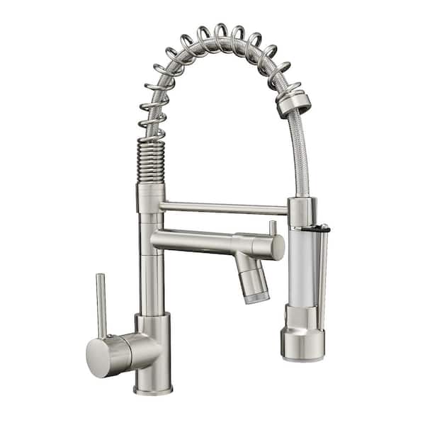 Unbranded Single Handle LED Pull Down Sprayer Kitchen Faucet with Advanced Spray 1 Hole Kitchen Sink Faucets in Brushed Nickel