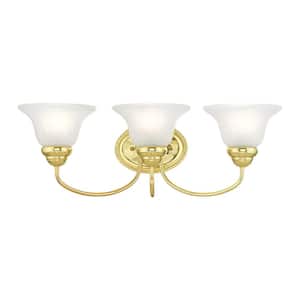 Bodenham 23.5 in. 3-Light Polished Brass Vanity Light with White Alabaster Glass
