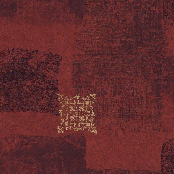 The Wallpaper Company 56 sq. ft. Red Jewel Tone Patchwork Scroll Wallpaper