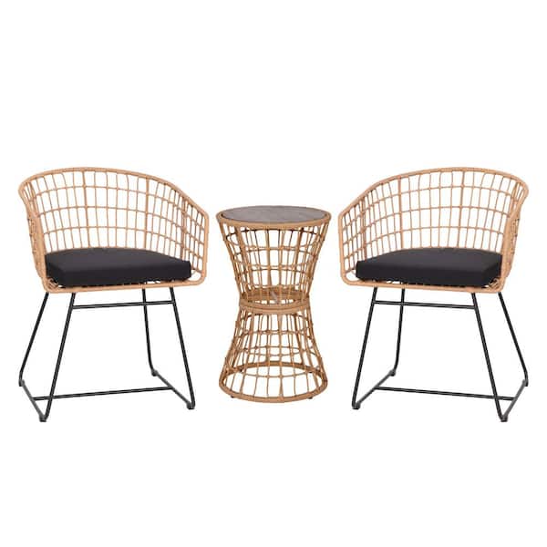 TAYLOR + LOGAN Brown 3-Piece Wicker/Rattan Patio Conversation Set
