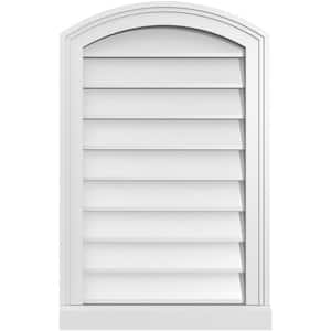 18 in. x 28 in. Arch Top Surface Mount PVC Gable Vent: Functional with Brickmould Sill Frame