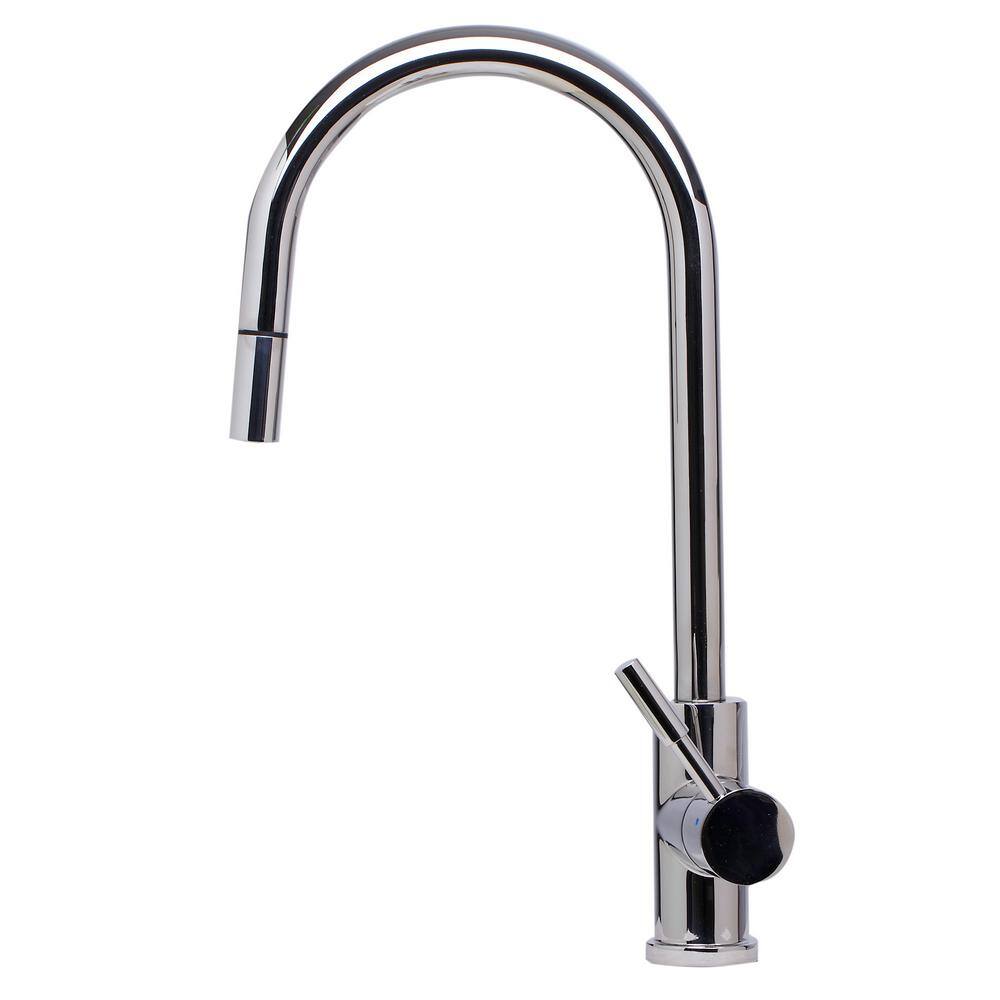 Polished Stainless Steel Pull Down Kitchen Faucet with Spray