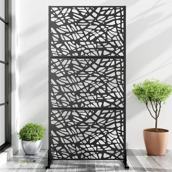 72 in. x 35 in. Black Outdoor Metal Galvanized Privacy Screen Fence Garden Panels
