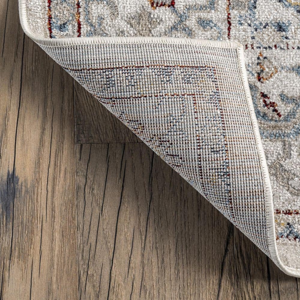 Beige and Multicolor Washable Synthetic 8' x 10' Area Rug