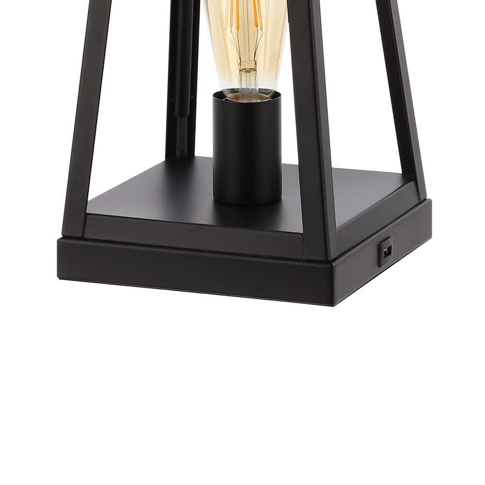 Waylon Black Iron Industrial Table Lamp with USB Port