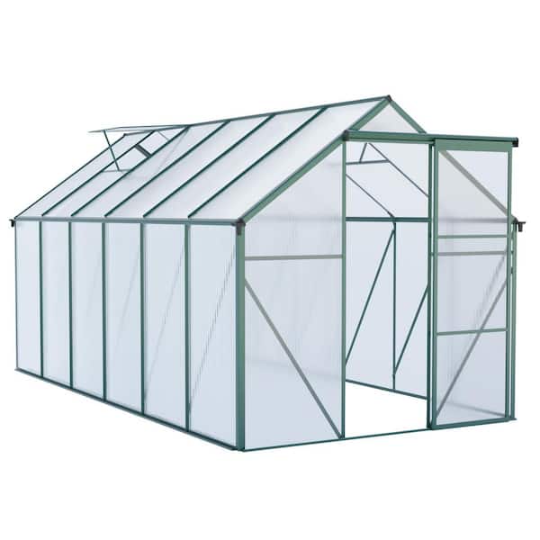Storhaus 6 ft. W x 12 ft. D x 6 ft. H Polycarbonate Green Greenhouse for Outdoors with a Single Sliding Door and Aluminum Frames