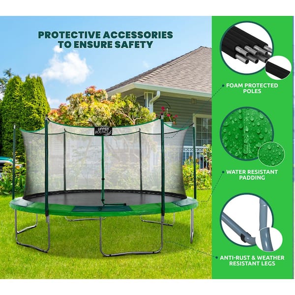 Magistraat Mislukking kwaad Upper Bounce Machrus Skytric 15 ft. Round Trampoline Set with Premium  TopRing Flex Frame Safety Enclosure System UB03EC-15E - The Home Depot