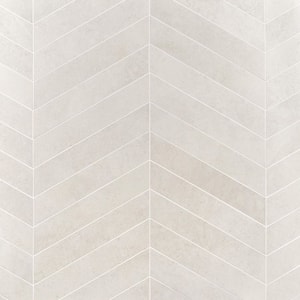 Iris Chevron Perla 3.93 in. x 20.86 in. Matte Porcelain Floor and Wall Tile (6.71 sq. ft./Case)
