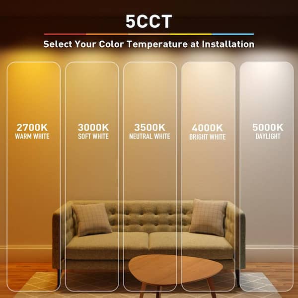 Premium Series 8 in. LED, 2-Level Lumen Select, Ultraslim Canless Recessed Light, Adjustable CCT