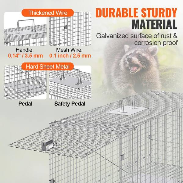 SKYSHALO Live Animal Cage Trap, 50 x 20 x 26 in. Humane Cat