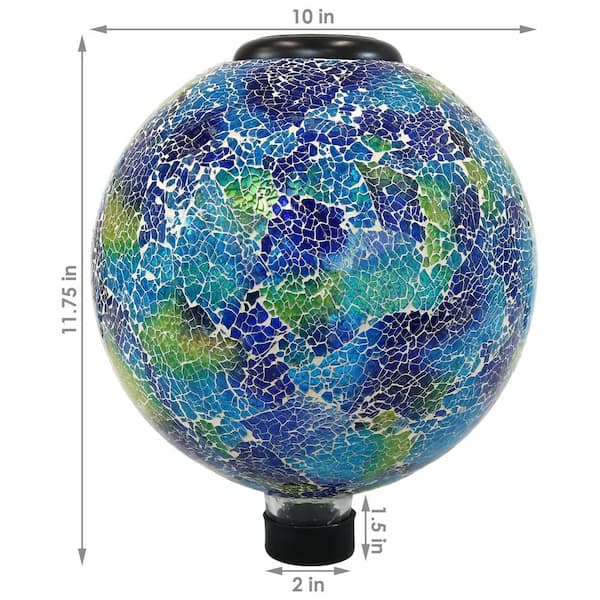 Light　The　LED　2)　Azul　Ball　10　Globe　Glass　Gazing　in.　Decor　of　Solar　Home　(Set　Sunnydaze　ZIB-501-2PK　Terra　Depot