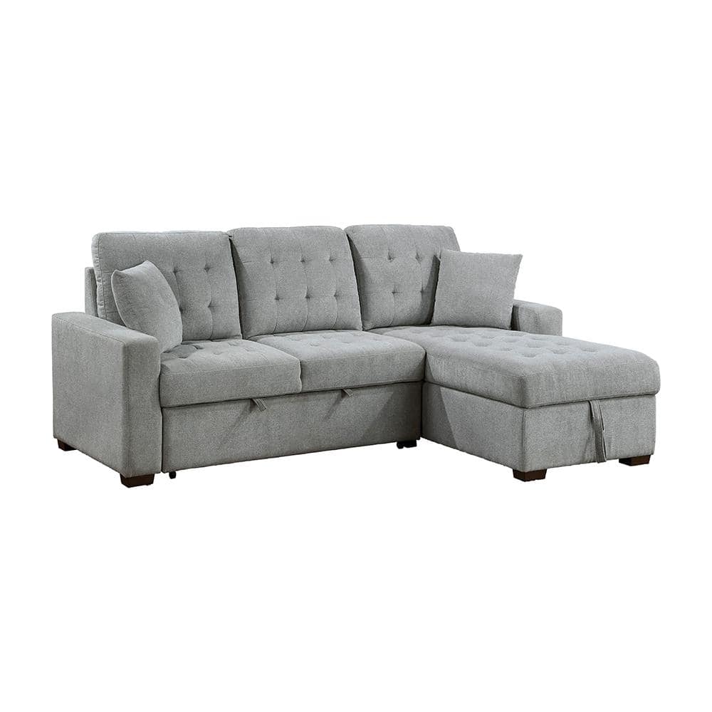Rupert 86 in. Straight Arm 2-piece Velvet Sectional Sofa in Gray with Right