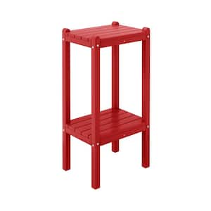 Laguna Plastic Indoor/Outdoor Patio Side Table with Storage Shelf Red