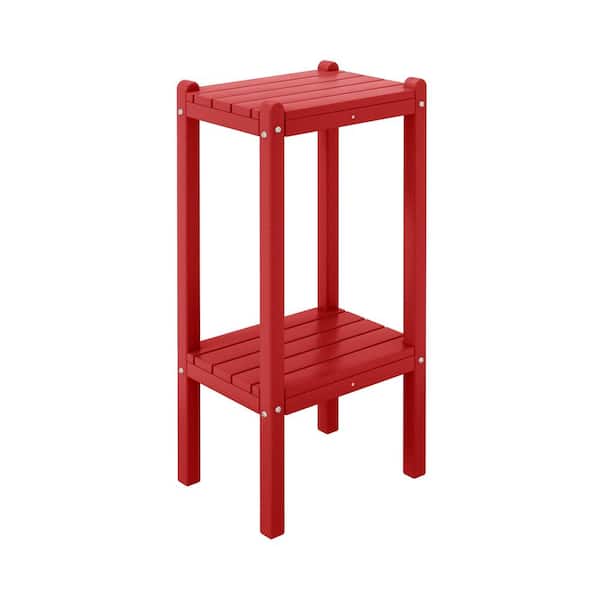 WESTIN OUTDOOR Laguna Plastic Indoor/Outdoor Patio Side Table with Storage Shelf Red