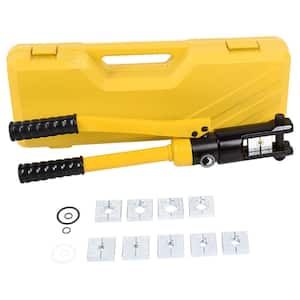 14 Ton Hand Hydraulic Wire Cable Lug Terminal Crimping Tool H-shaped Alloy Steel With 10 Pairs of Dies with Carry box