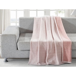 Pink Back Print Polyester Sherpa Throw Blanket