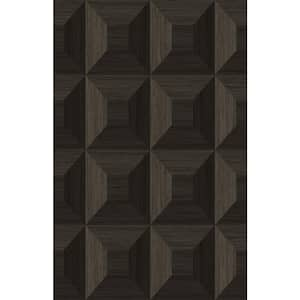 Brown Squared Away Geometric Embossed Vinyl Unpasted Wallpaper Roll (60.75 sq. ft.)