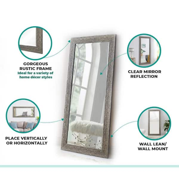 HOMESTOCK 66H X 32W Distressed white Full Length Mirror for Home