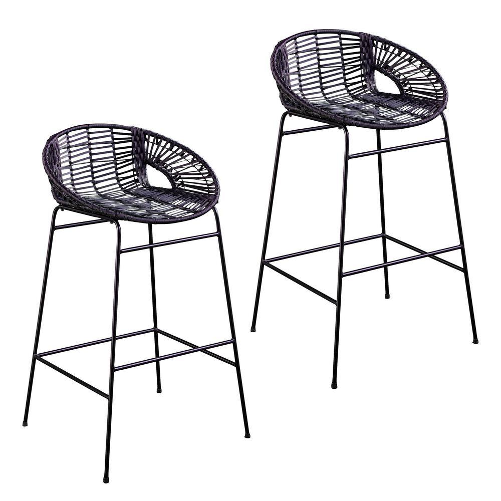 Southern Enterprises Coleta Black Metal Outdoor Stool (2Pack) HD392608