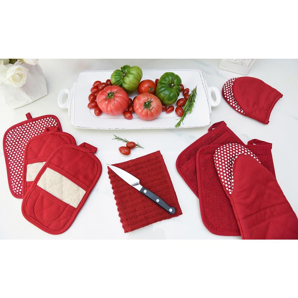 Paprika Red Cotton Canvas Pot Holder Set
