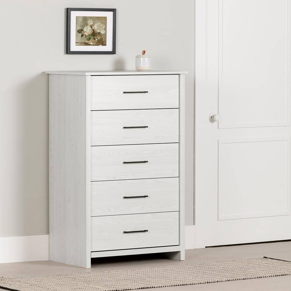 White Pine 5-Drawer Farmhouse Chest with Metal Handles