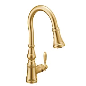 Weymouth Single-Handle Pull-Down Sprayer Kitchen Faucet in Brushed Gold