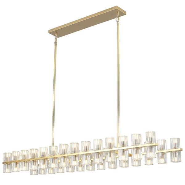 56 light Gold Large Square / Rectangular Crystal Cup Chandelier for Bedroom Living Room Foyer with no bulbs included