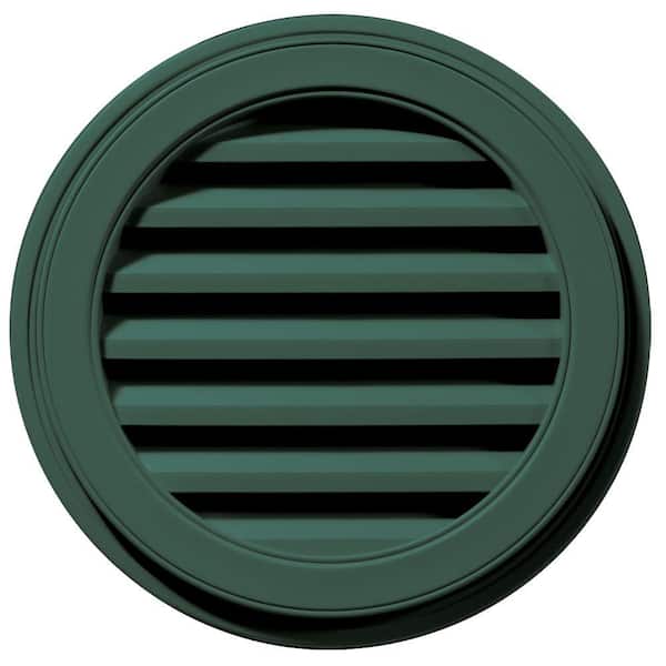 Builders Edge 22 in. x 22 in. Round Green Plastic Built-in Screen Gable Louver Vent
