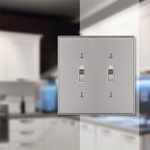 Ansley 2 Gang Toggle Metal Wall Plate - Brushed Nickel