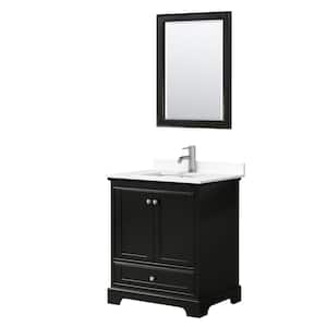 Deborah 30"W x 22"D Single Vanity in Dark Espresso w/ Cultured Marble Vanity Top in White w/ Basin & Mirror