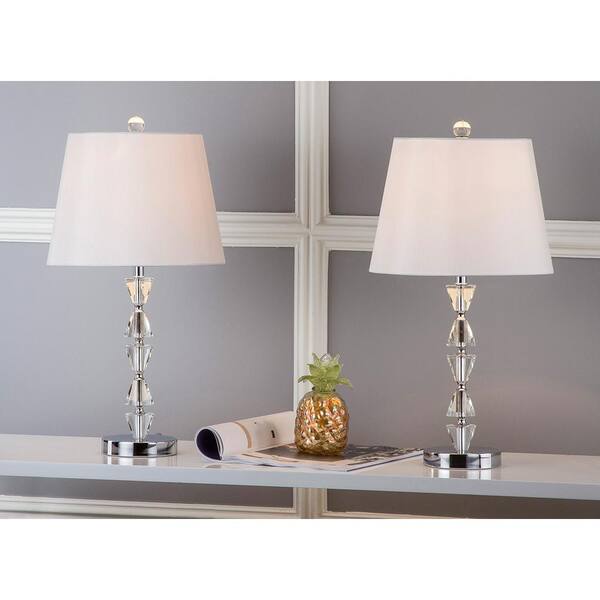 SAFAVIEH Deco Prisms 21 in. Clear Crystal Prism Table Lamp with White Shade  (Set of 2) LIT4129A-SET2 - The Home Depot