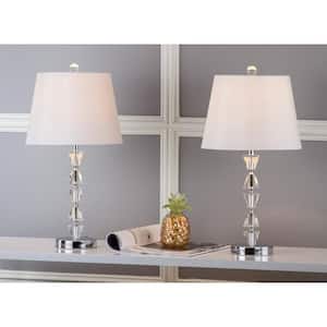 Deco Prisms 21 in. Clear Crystal Prism Table Lamp with White Shade (Set of 2)