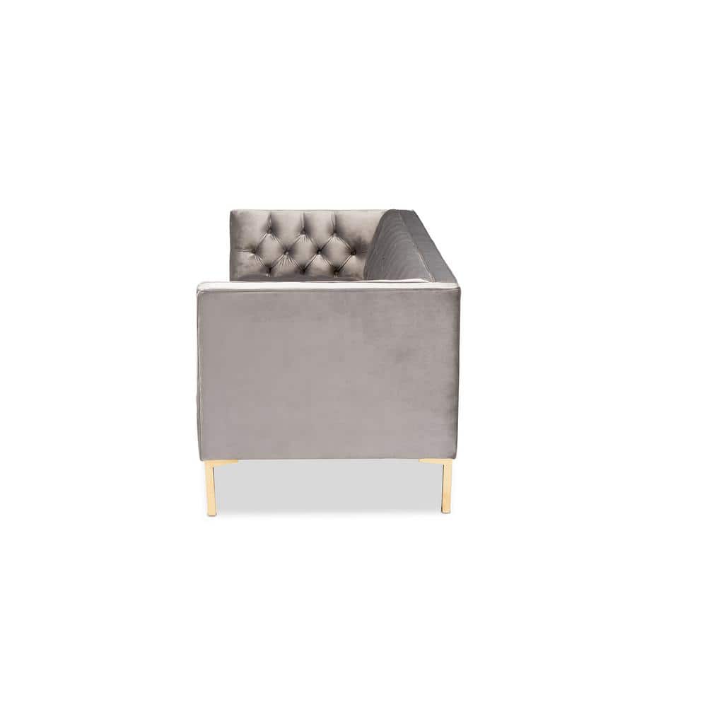 Zanetta Gray Tufted Velvet and Wood Sofa