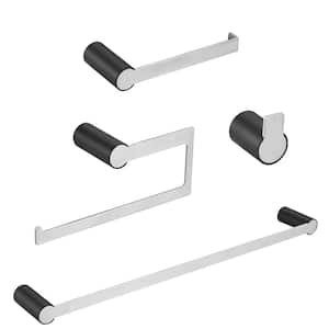 4-Piece Bath Hardware Set with Toilet Paper Holder and 23 in. Towel Bar in Nickel Black